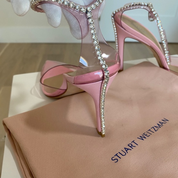 Stuart Weitzman Sparkle Pink Nude Sandals - Picture 5 of 7